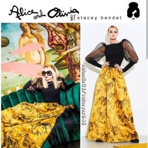 Alice + Olivia “Tina” angelo collage cherub Angel print ballgown skirt 6 NWT